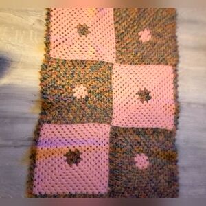 Pink and Multicolor Crochet NEWBORN OR DOLL handmade crochet blanket.